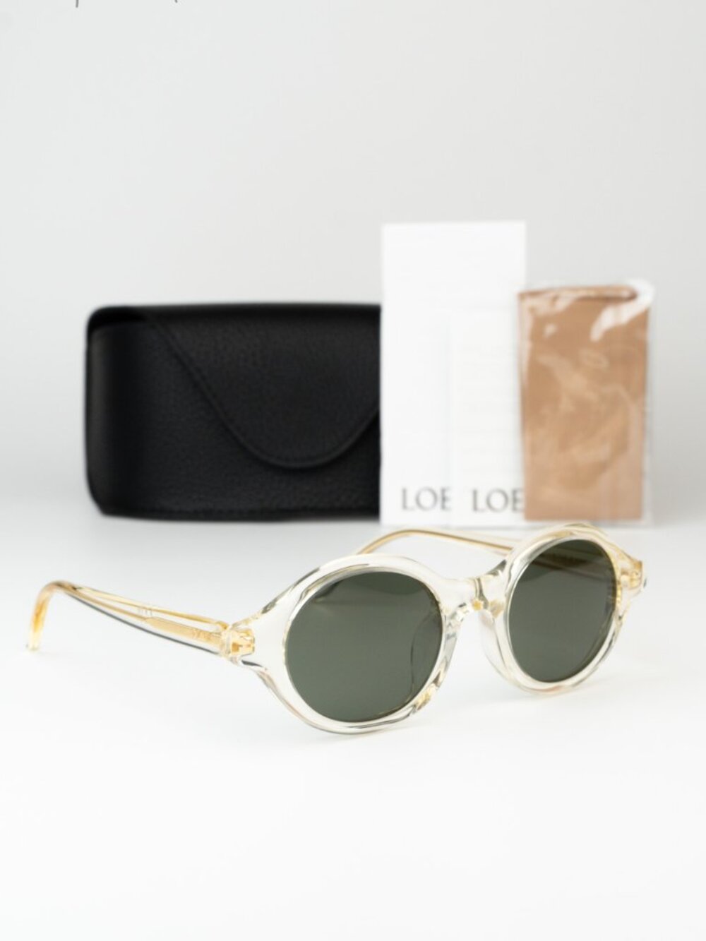 Loewe Women Sunglasses Pale Yellow Green Round LW40162U 57N NEW AUTHENTIC